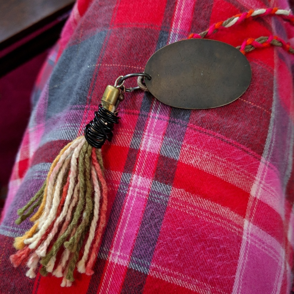 Tassel Copper Pendant Hemp Handmade Boho Necklace - Picture 5 of 5